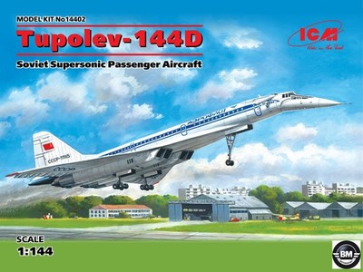 ICM Tupolev-144D Soviet Supersonic Passenger Aircraft 1:144 Bausatz Art 14402