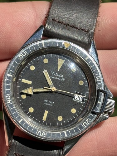 Vintage Yema Superman — Quartz — A+ Condition — Lovely Patina 