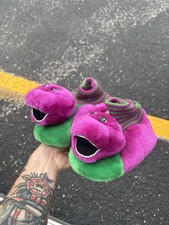 Vintage 1993 Barney Slippers Toddler Children Size 11-12 The Lyons Group