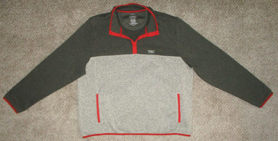 LL Bean Sweater Fleece Pullover Jacket 1/4 Zip T-Snap Mock 2XL Gray NEW Pockets 
