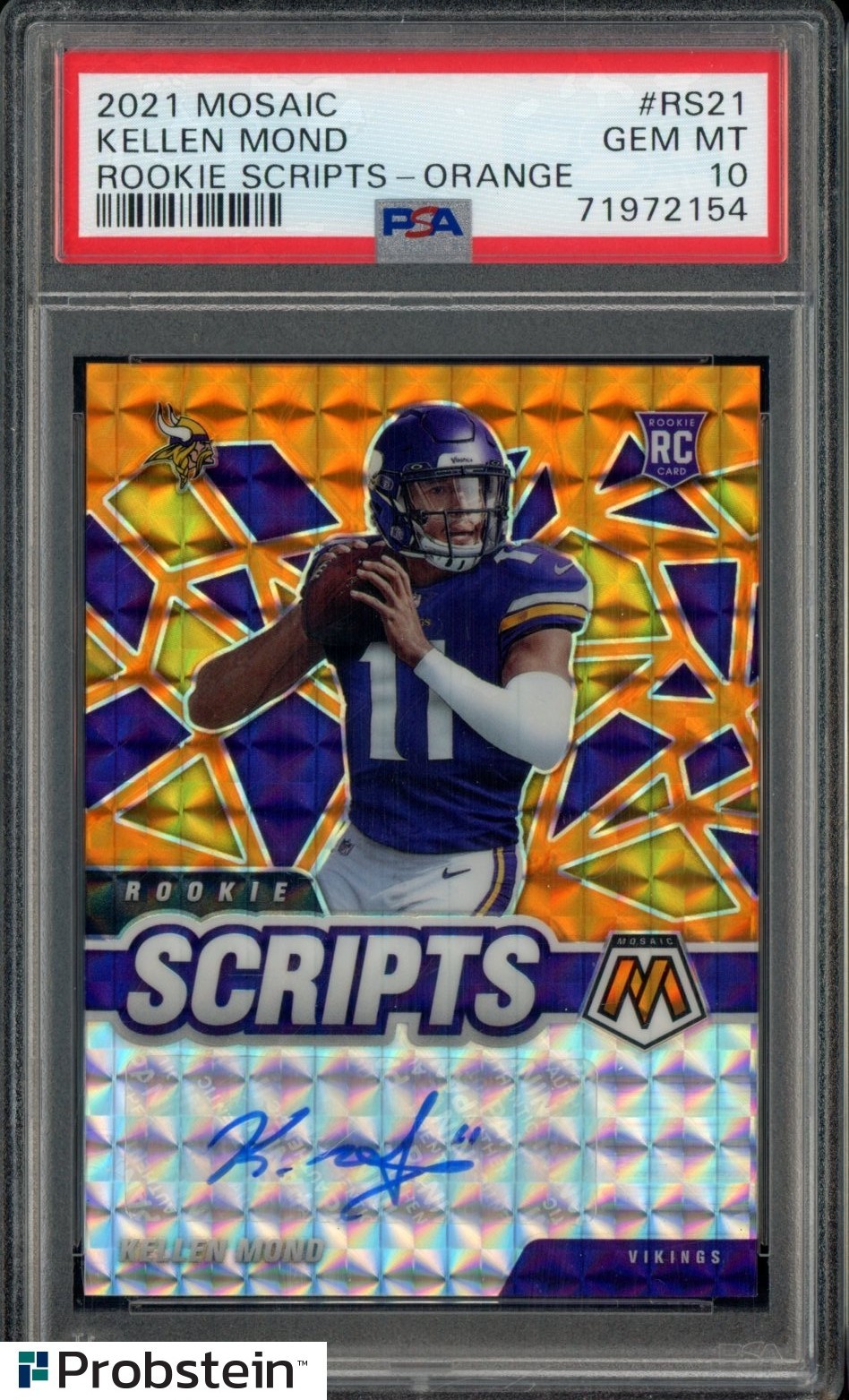 Kellen Mond Panini Mosaic Rookie Scripts #RS21 Orange