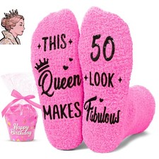50th Birthday Gifts for Her Funny Novelty Crew Socks for 50 Year Old Women