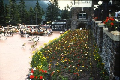 c1970's Kodachrome 35mm Slide Fairmont Banff Springs Hotel Patio Canada Wall
