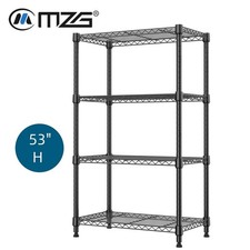 4-Tier Garage Rack Wire Unit Adjustable Storage Shelf Steel Heavy Duty Black 53"
