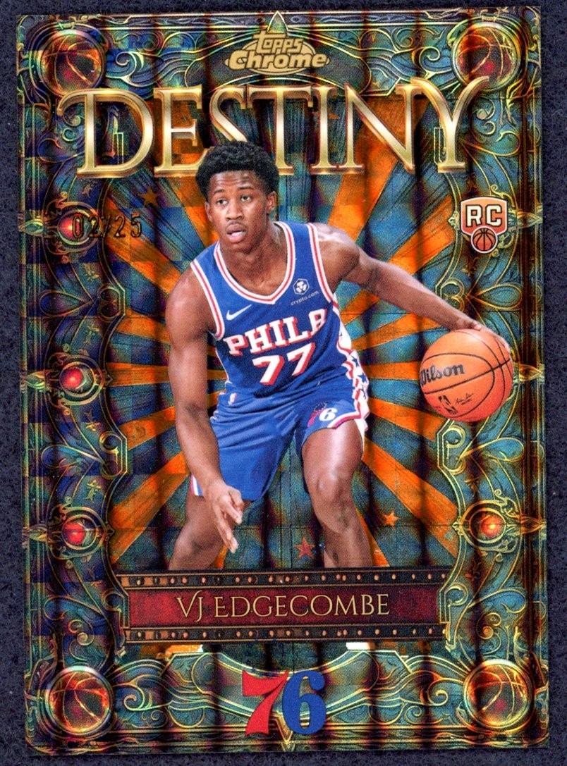 2025 Topps Chrome VJ Edgecombe Destiny Orange Geometric /25 Rookie RC 76ers