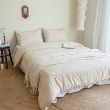 French Linen Duvet Cover Set 2pcs with Hidden Zipper Closure Natural Flax Cotton