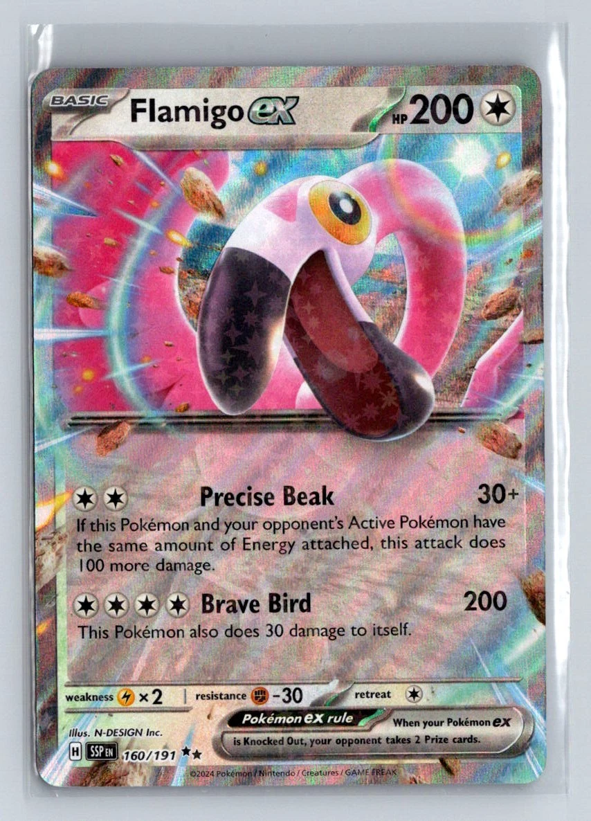 flamingo pokemon card Flamigo - 165/198 - Scarlet & Violet [2] Synchronized Feathers (60) If Flamigo is on your Bench Flamigo - 165/198