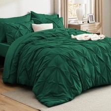 Bed in a Bag Full Size 7 Pieces Emerald Green Pintuck Comforter Set Bedsure Dark