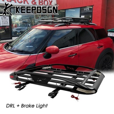 For Mini Cooper Aluminum Roof Rack Cross Bar Cargo Carrier Basket with Lights