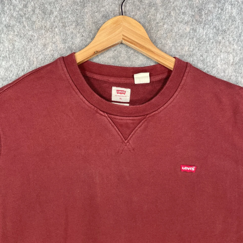 Levis Sweatshirt Mens XL Red Spell Out Logo USA Jumper Streetwear Casual Top - Image 2 of 4