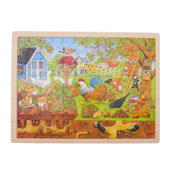 Puzzle Holzpuzzle Einlegepuzzle Unser Garten 96 Teile Goki 57743-image