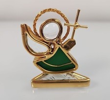 Miniature Stained Glass Green Standing ANGEL w/ Christian Cross Suncatcher