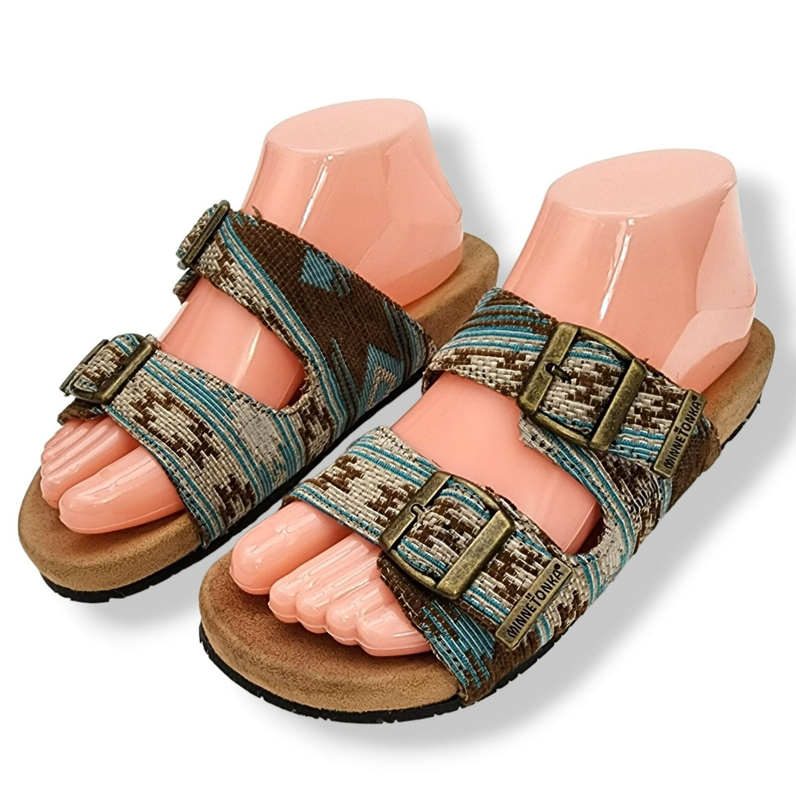 APL Sandali Minnetonka 097 due cinturini fibbia azteca misura turchese taglia 7