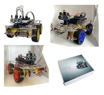 4WD Smart Car Arduino UNO R3 Robot Auto Bausatz rot blau gelb