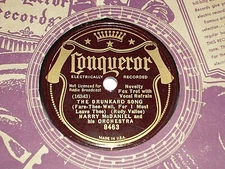 HARRY McDANIEL-The Drunkard Song (1935) CONQUEROR 10" 78 RPM Single