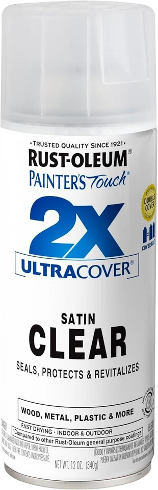 (6) RUSTOLEUM 346952 ULTRA COVER 2X Satin Clear Spray Paint  12 oz cans - Image 3 of 4