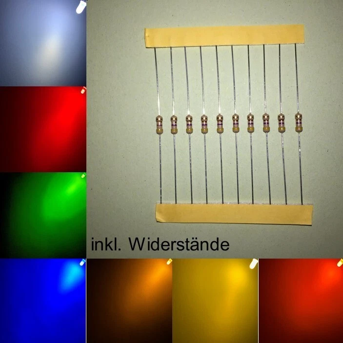 5mm LEDs rund diffus alle Farben inkl. Widerstände Leuchtdioden LED 5 mm - - Bild 2 von 3
