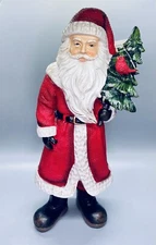 New Transpac Resin 12 in. Red Christmas Traditional Santa Red With Tree
