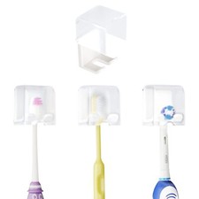 4 Pcs Toothbrush Holder Wall Mounted With Cover For Bathroom Self Adhesive Tooth