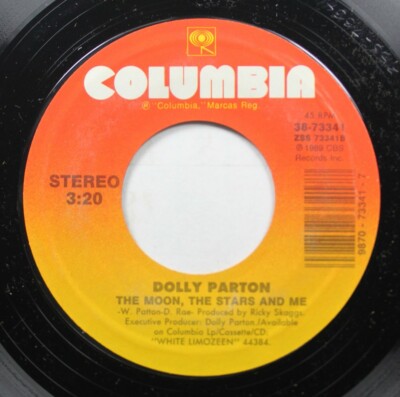 Country Nm! 45 Dolly Parton - The Moon, The Stars And Me / White Limozeen On Col