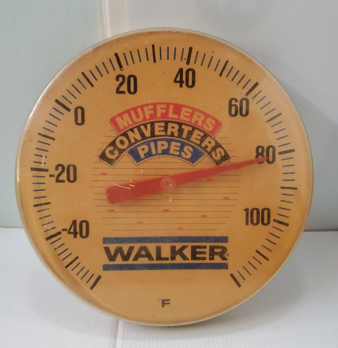 Vintage WALKER MUFFLERS Round Advertising Wall Thermometer Sign 12" eBay