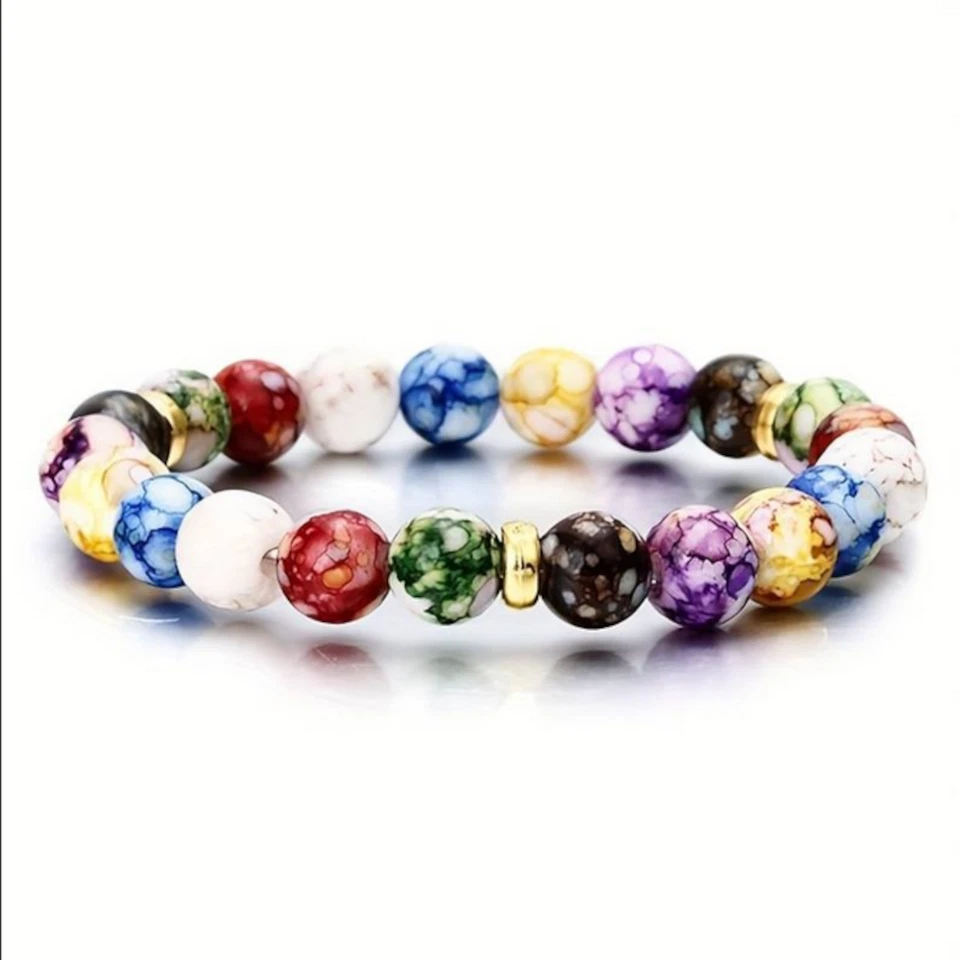 bracelet energetique multicolore perle Yoga 7 chakras elastique homme et femme - Photo 2/4