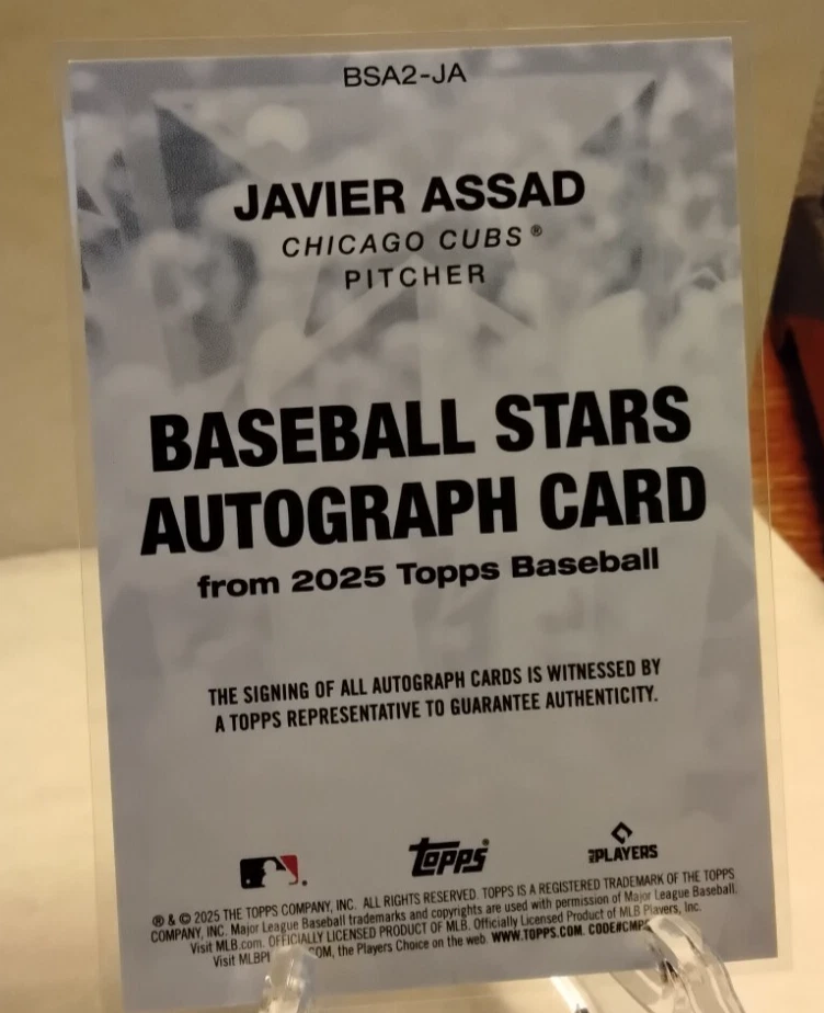 2025 Topps Series 2 Baseball Stars Autograph #BSA2-JA Javier Assad Auto CUBS - Image 2 of 2
