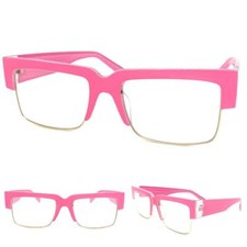 Mens or Women Classy Elegant Modern Retro Clear Lens EYE GLASSES Neon Pink Frame