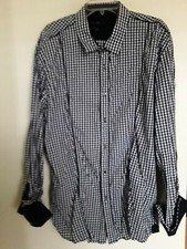 Marc Ecko Black White Plaid LS Dress Shirt Sz 2XL
