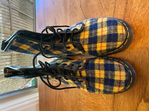 yellow tartan boots