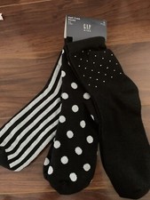 Gap Kids Girl Half Crew Socks Black Gray Silver Stripes Polka Dots Sz L 3-4 NWT