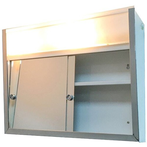Ketcham Armadietto Per Medicinali Con Ante Scorrevoli 61x48x19 Cm - Acciaio Bianco