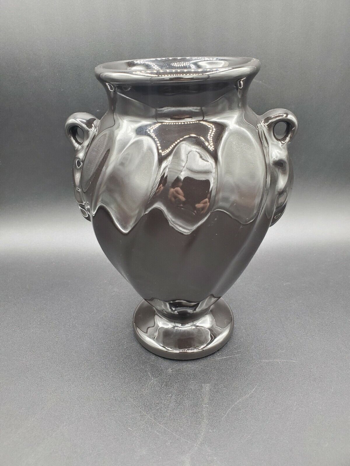 Vintage Black florist Haeger pottery vase 9" Tall