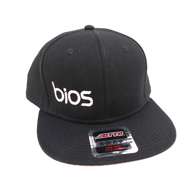 Otto Hat Cap Snapback Mens Black Business Logo ''bios'' Embroidered Adjustable