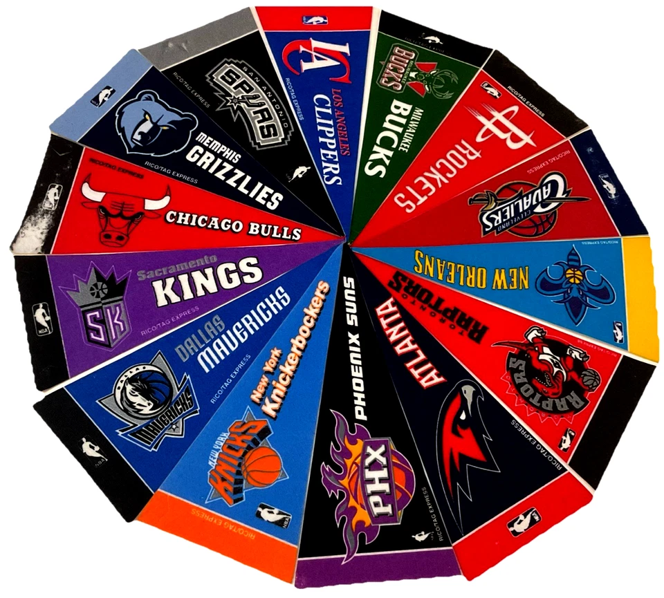 NBA Mini Pennant Lot of 25 Rico Inc Tag Express 4 x 9 inches Vtg - Image 2 of 4
