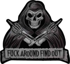 LARGE Biker BACK PATCH  Grim Reaper F A F O Embroidered Iron on 12x11.3