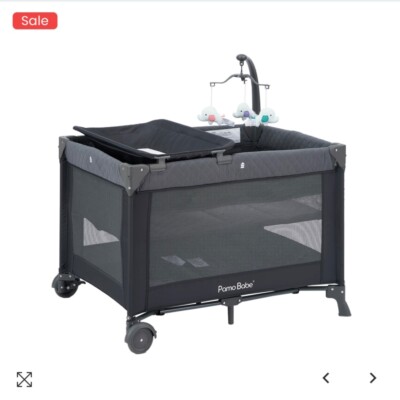 Pamo Babe Nursery Portable Playard and Bassinet w/ changing table Gray
