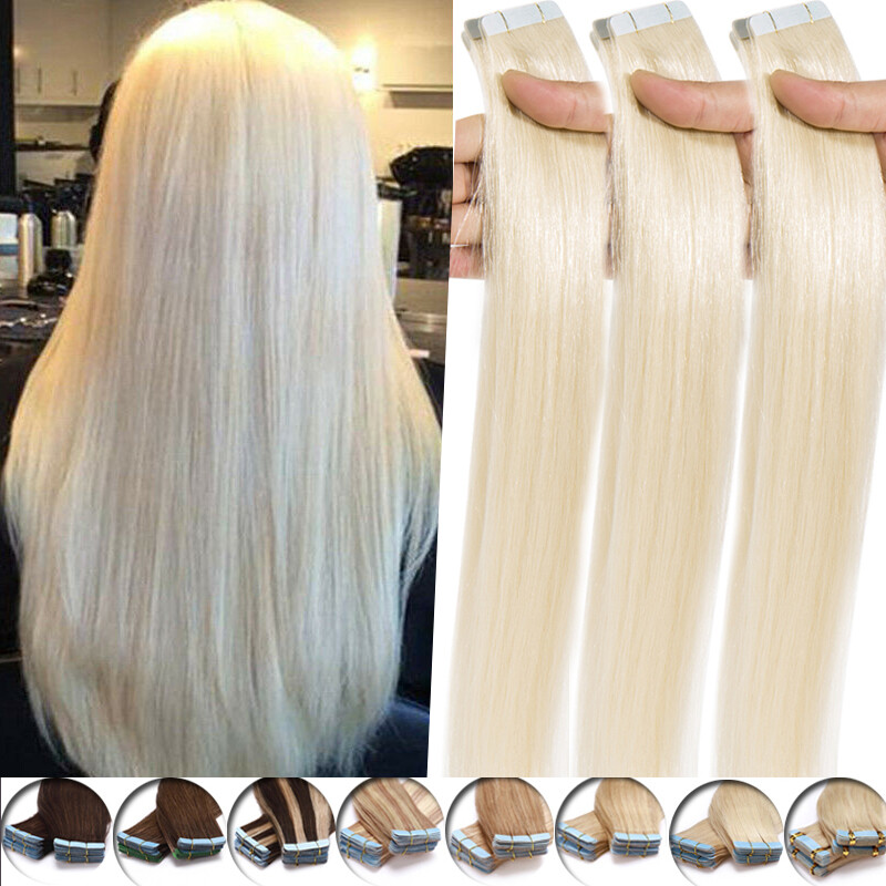 Easyouth Draht Extensions Echthaar – Remy Haarteile Mit Invisible Wire, Farbe Aschbraun Mix Platinblond, 45 Cm 80g