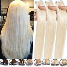 Tape In 100 Real Remy Human Hair Extensions Full Head 100g 40pcs Blonde Mix 22"