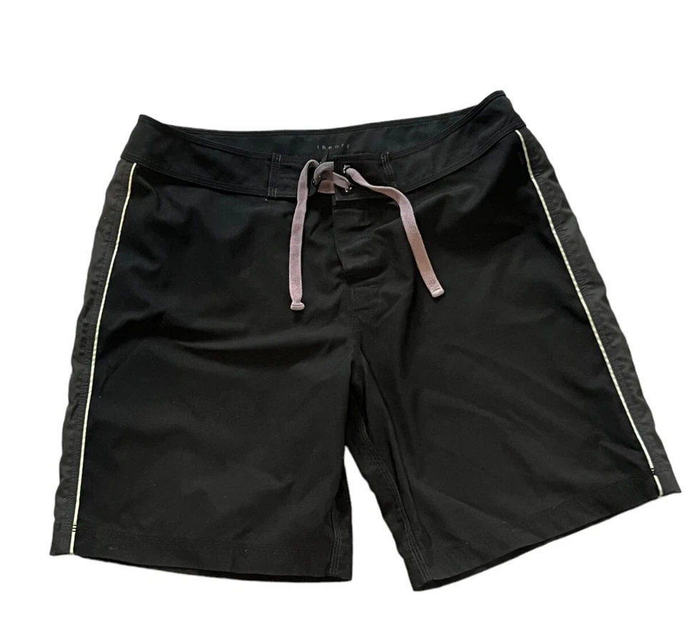 THEORY Arley  Black Gray Side Stripe Polyester Swim Trunk Board Shorts  XL  - Image 2 of 4