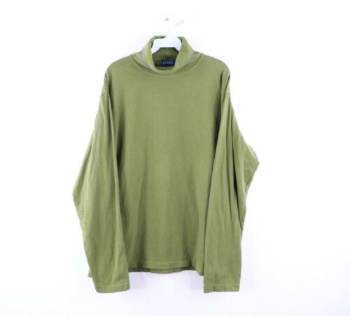 Vintage 90s J Crew Mens Large Spell Out Blank Faded Turtleneck Sweater Green - Zdjęcie 1 z 7