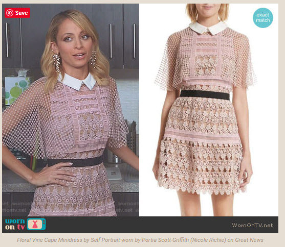 self portrait floral vine cape mini dress