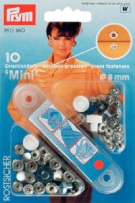 Prym 10 Sewing-Free Snap Fasteners Mini 8 mm Silver 390360 Light Closure