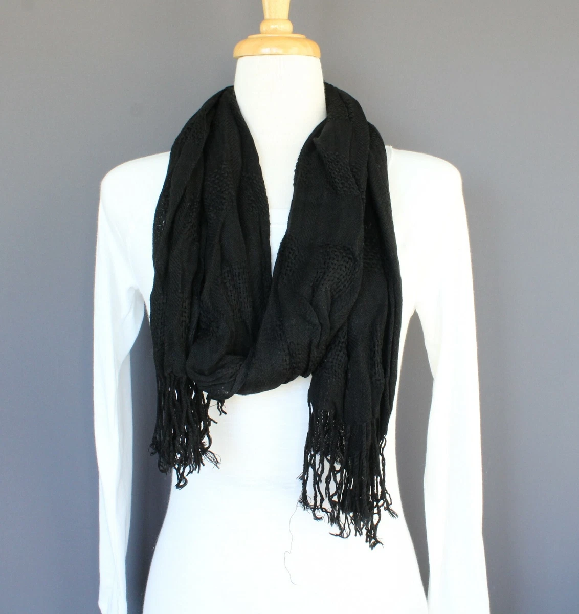 Long black scarf deals