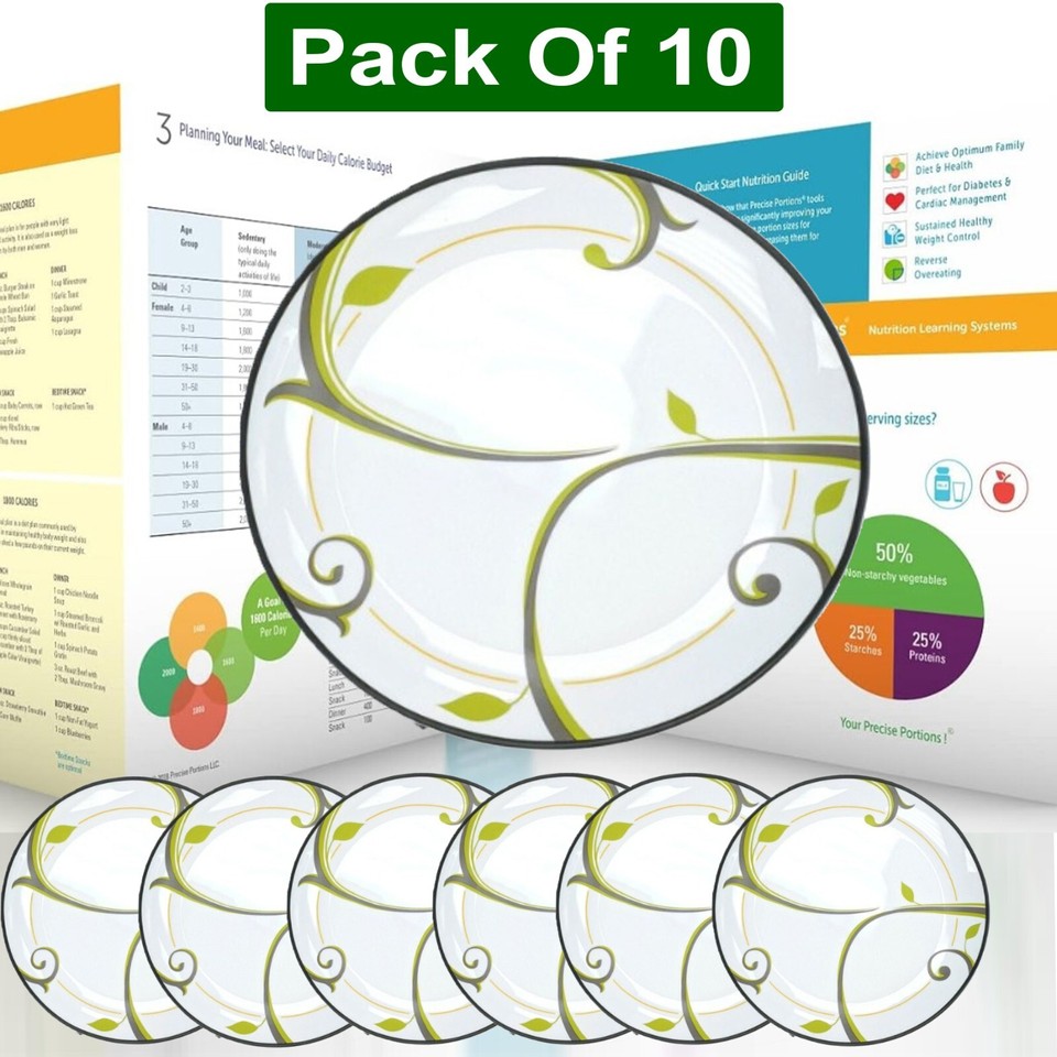 Portion Control Plate, 9Inch Porcelain Plates for Healthy Eating