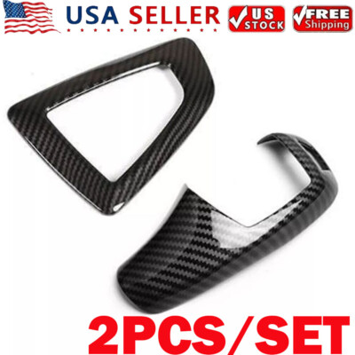 2PC ABS Gear Shift Knob Panel Carbon Fiber Covers For BMW X3 X4 F20 F30 F22 F32