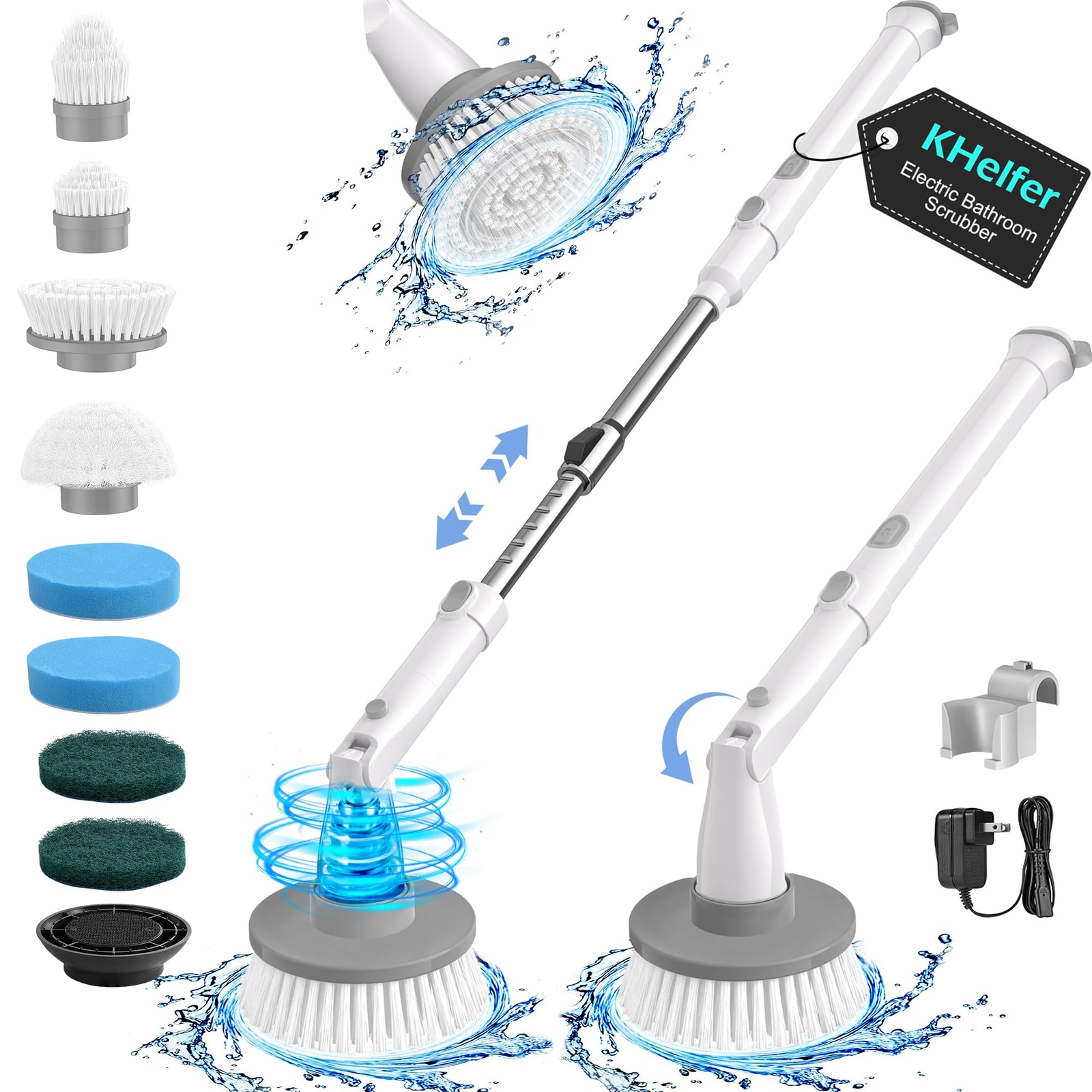 kHelfer Electric Spin Scrubber Kh8 2024 Upgrade Cordless Shower Scrubber 8 Re...