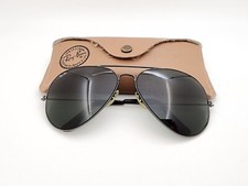 Vintage B L Ray Ban Bausch Lomb 64mm G15 Gray Aviator Black Chrome w/Case