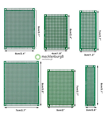 10Stks Double Side Prototype PCB Tinned Universal Breadboard 2x8cm - 9x15cm