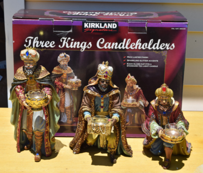 Kirkland Costco Three Kings Wisemen Candleholder Christmas Set